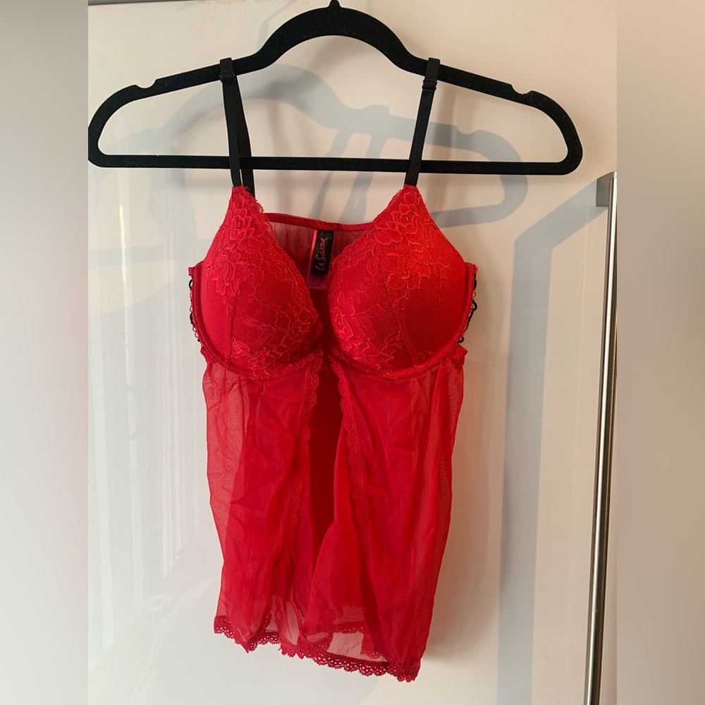 La SENZA Red Lace Babydoll Chemise